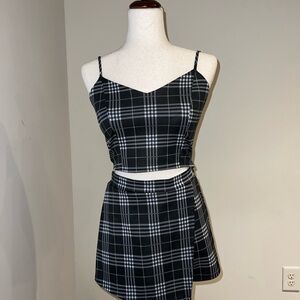 Plaid Black and White Women's Skort Set